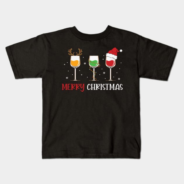 Merry Christmas Drinks Kids T-Shirt by FUNNYTIMES